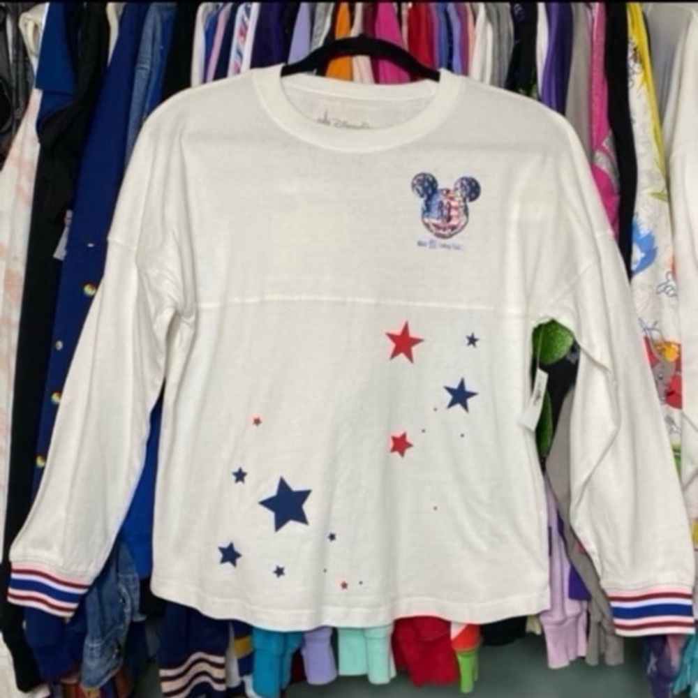 Disney parks YOUTH patriotic Mickey Mouse USA spirit jersey NWT YXL